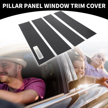 4pcs Car Pillar Window Trim Covers for Ford F-150 (2015-2021) Black Carbon Fiber