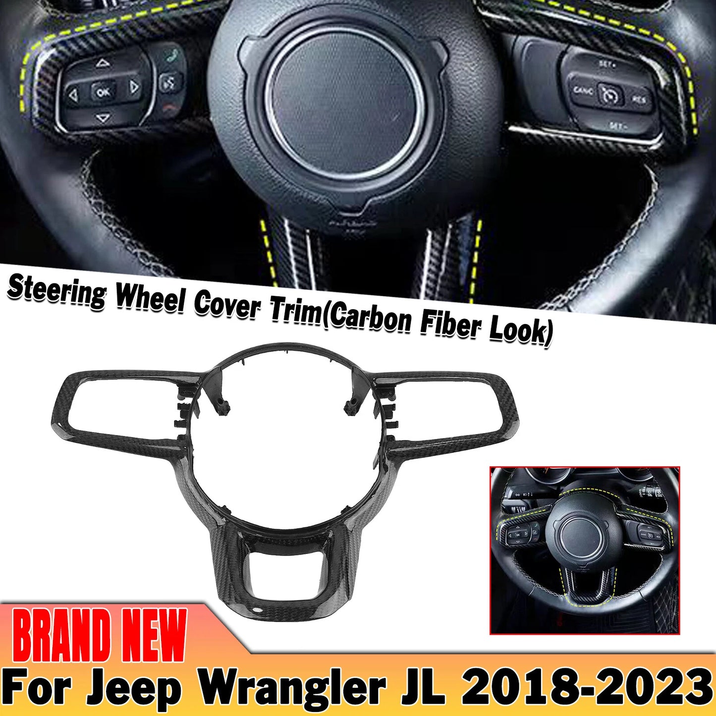 Carbon Fiber Steering Wheel Cover for Jeep Wrangler JL (2018-2023)