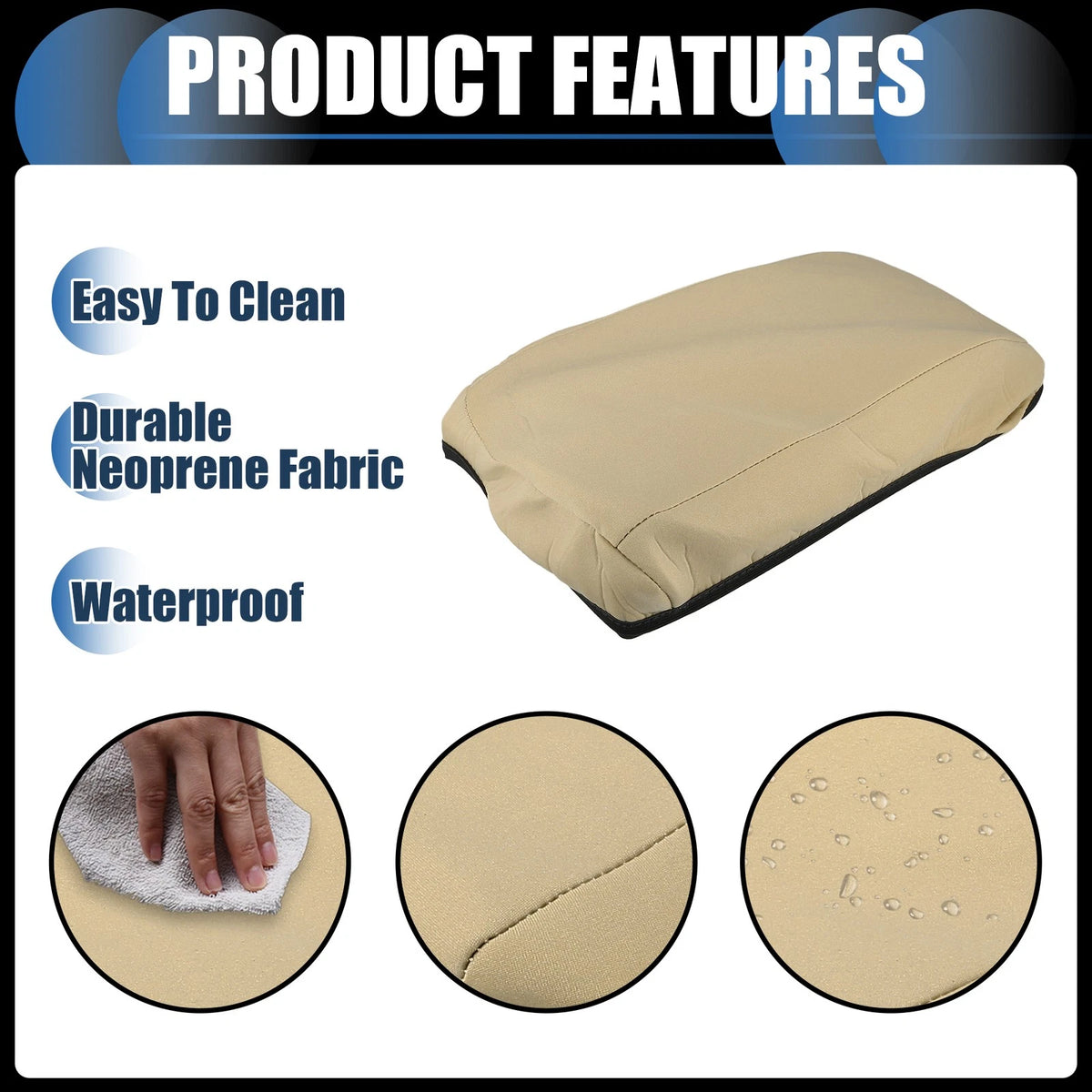 Armrest Protector Cover for Hyundai Santa Fe 2019-2020 Neoprene Light Brown