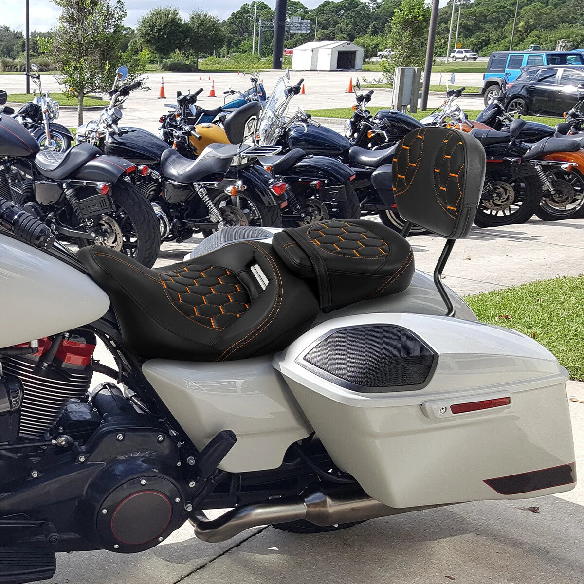Backrest Seats for Harley CVO Road Glide 2009-2023 Black Orange