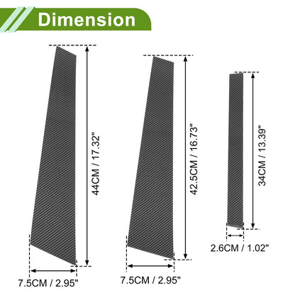 6 Pcs Door Pillar Window Trim for BMW 5-Series (2004-2010) Carbon Fiber Black