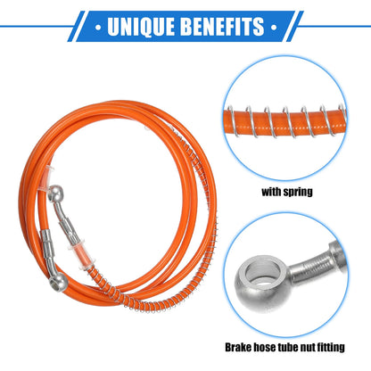 Orange Hydraulic Brake Hose Line 230cm 10mm for Motorcycle