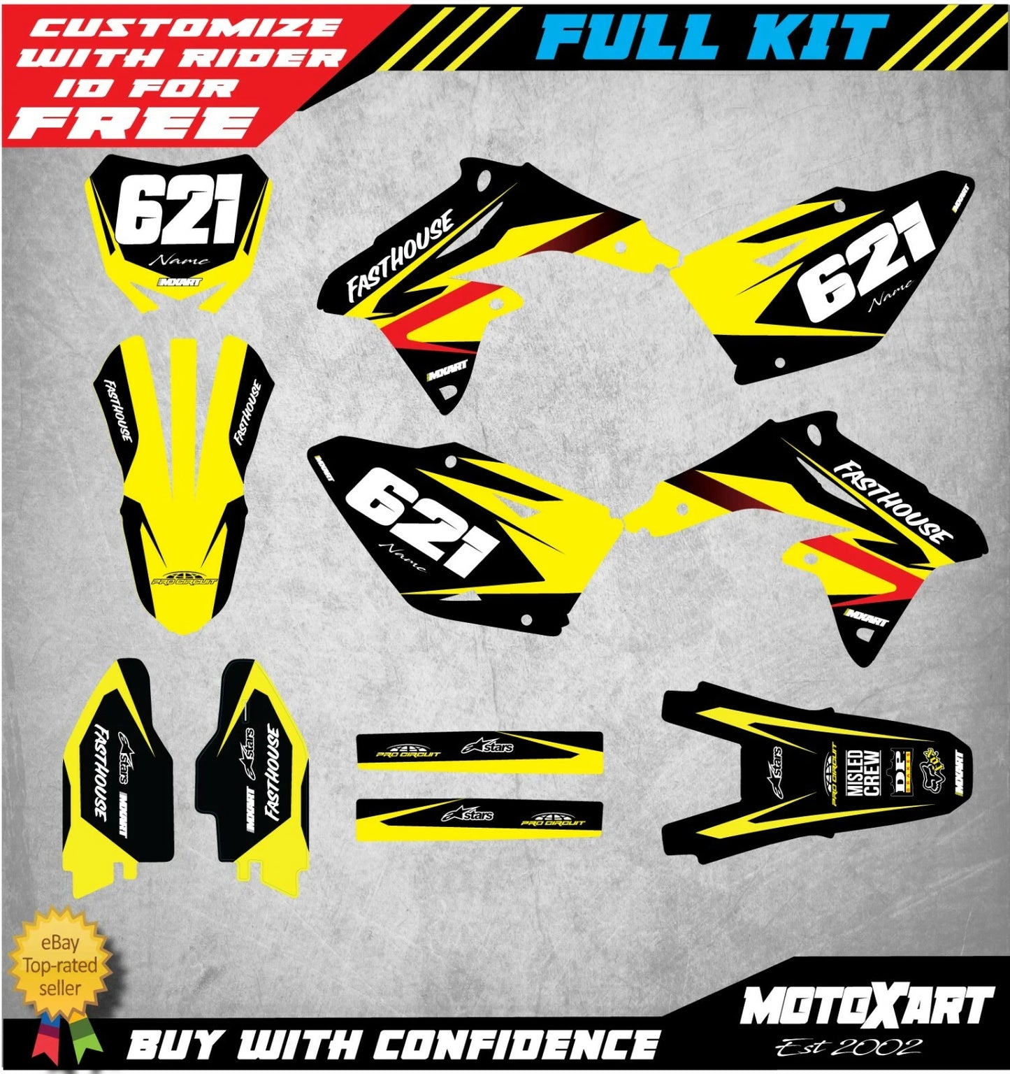 Custom Graphics Full Kit for Suzuki RMZ 450 (2008-2017) MAX STYLE Decals