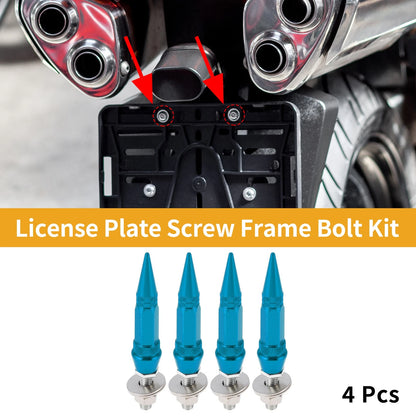 License Plate Screws Covers 82mm 4Pcs Aluminum Alloy Blue Universal Motorcycle
