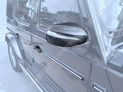 Glossy Carbon Fiber Mirror Covers for Benz W464 W463A G-Class (2019-2023)