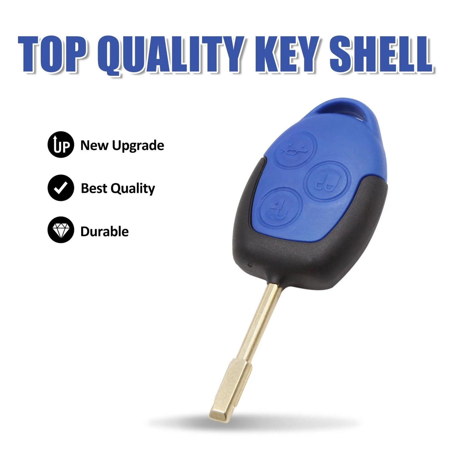 Key Fob Shell Case for Ford Transit Van 3 Button Blue (2014-2023)