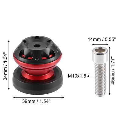 2 x 10mm M10x1.5 Red Aluminum Swing Arm Spools Sliders Stand for Motorcycle