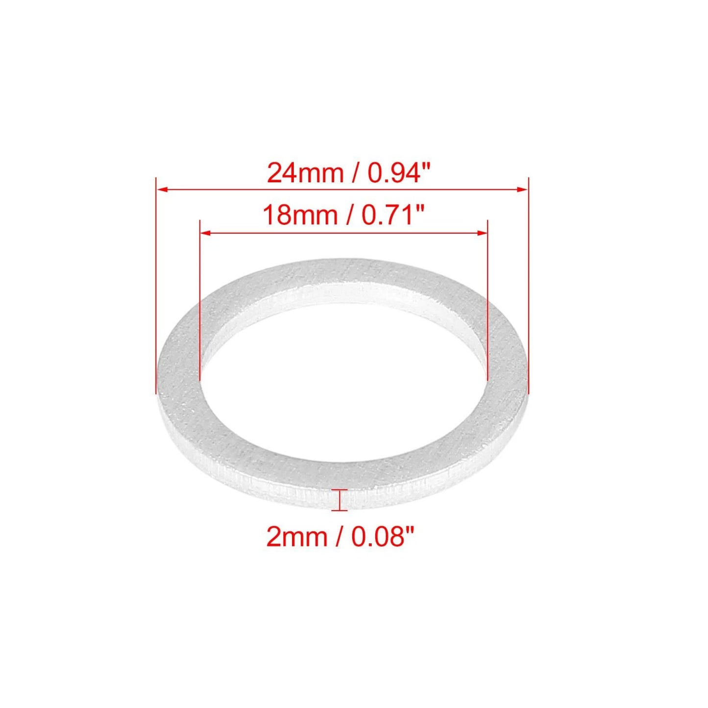 10 x M18 Silver Tone Oil Drain Plug Gaskets for Toyota (90430-18008)