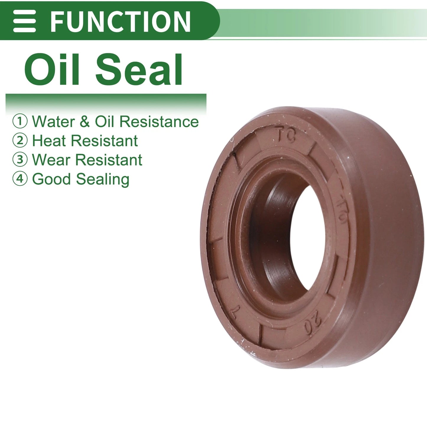 Oil Seal 10x20x7mm Fluorine Rubber Brown 5 pcs for Make Model