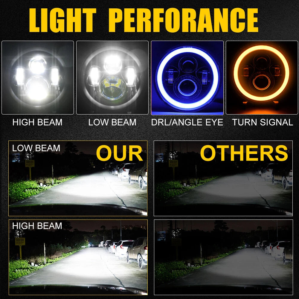 7" LED Headlight for Jeep Wrangler Yamaha Road Star