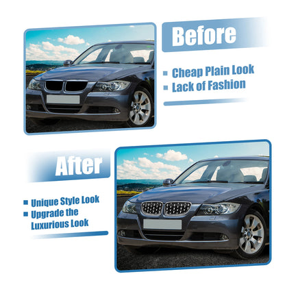 Front Hood Bumper Grille for BMW 335d 328i 335i E90 (2006-2013) - Silver Tone Pair