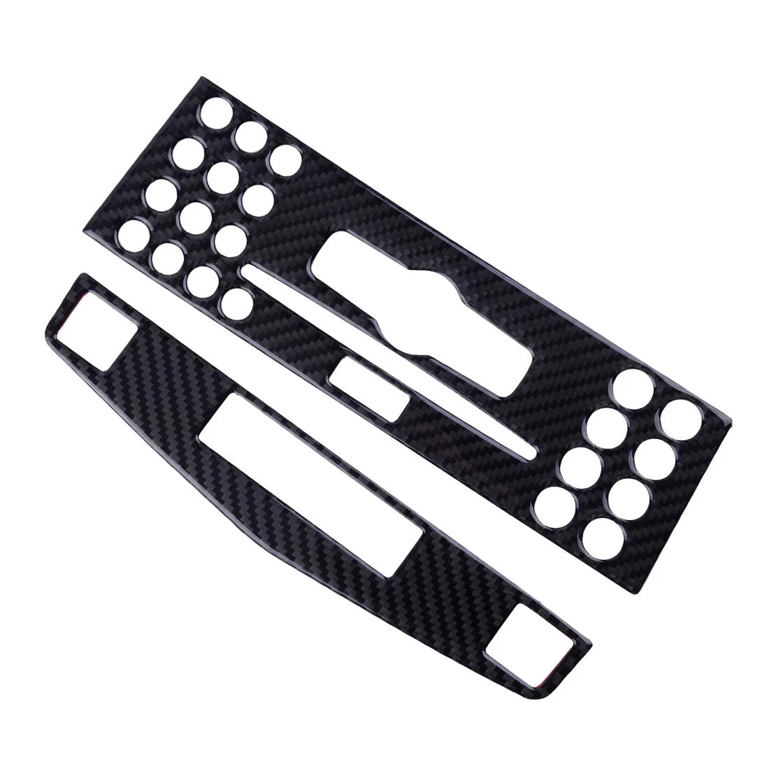 2 x Carbon Fiber Style Center Console CD Panel Covers for Benz W204 (2007-2010)