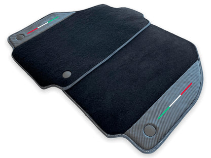 Floor Mats for Ferrari F8 Tributo Black Carbon Leather Tailored Carpets