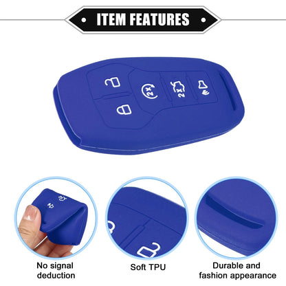 TPU Dark Blue Remote Keyless Smart Key Fob Cover for Ford Explorer (2011-2023)