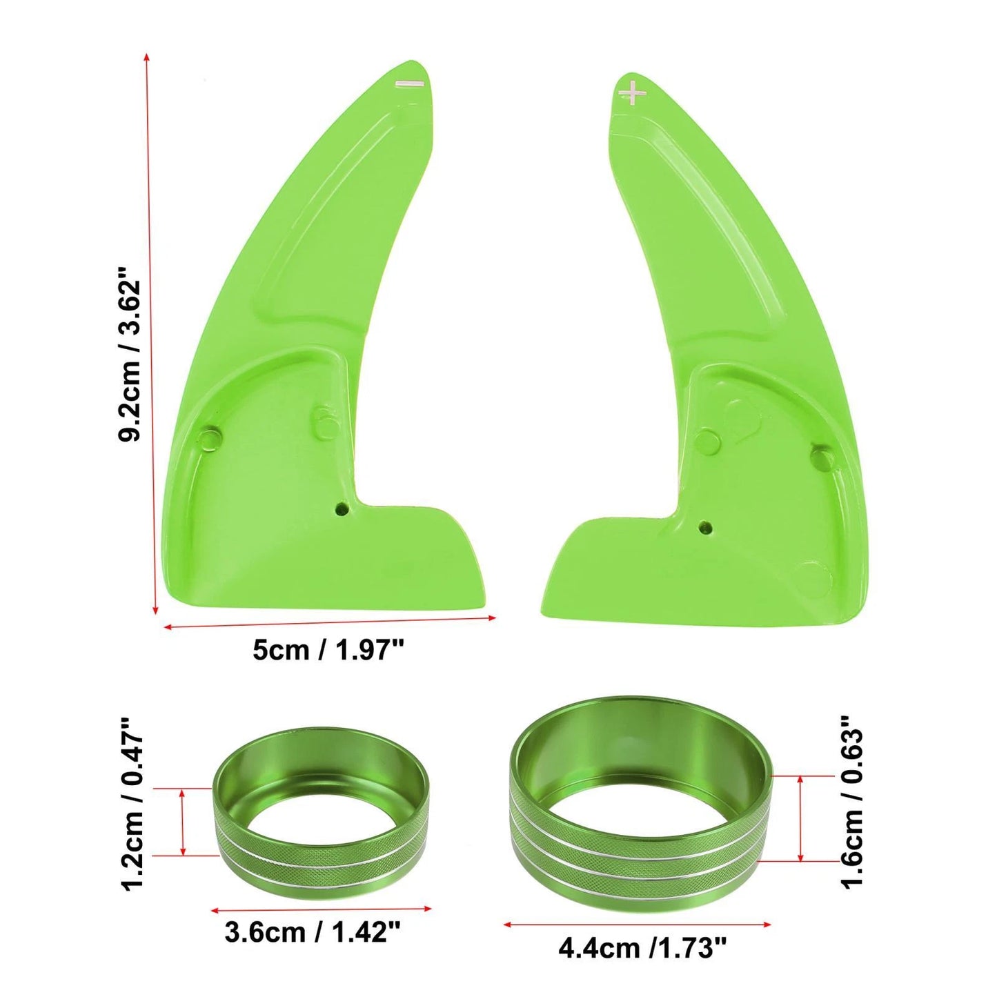 Green Steering Paddle Shifter & AC Volume Knob Cover Ring Trim for Dodge Charger