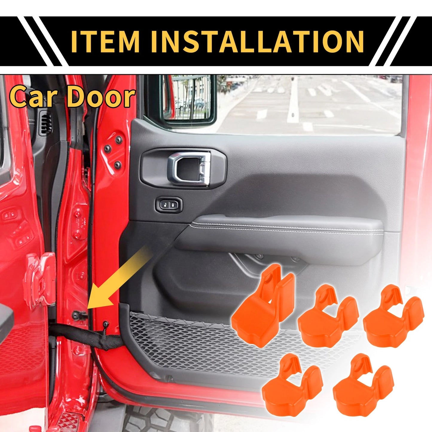 Door Limiting Cover Trim for Jeep Wrangler JL JLU (2018-2024) - Orange