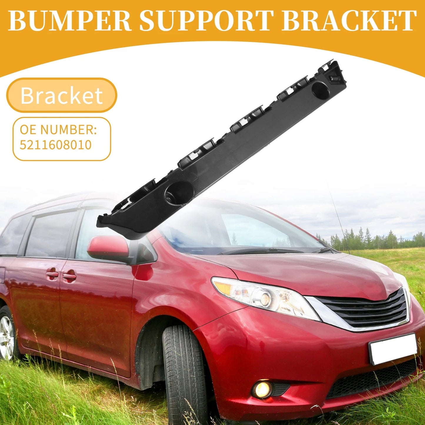 LH Front Bumper Support Bracket for Toyota Sienna (2011-2020) 1 Pc