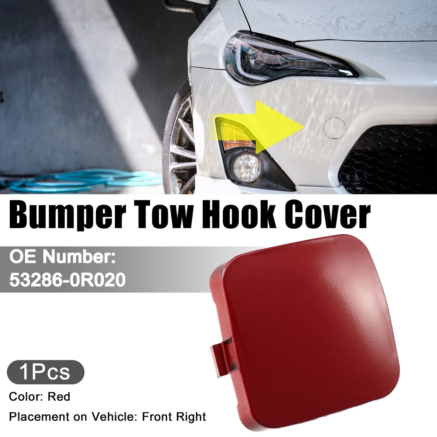 Red Front Right Bumper Tow Hook Cover for Toyota Rav4 (2013-2018)