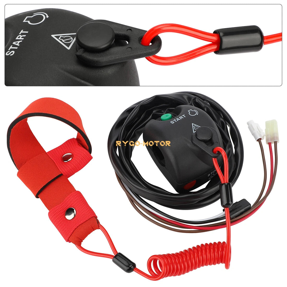 Handlebar Start Stop Switch & Lanyard for Yamaha XL1200 XL12 (1999–2000)