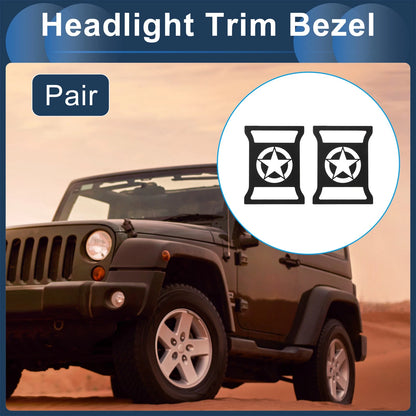 Headlight Trim Bezels 2 x for Jeep Wrangler (2011-2018) Black