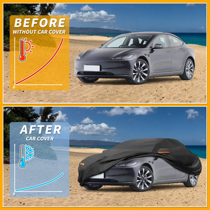 Waterproof Car Cover for Tesla Model 3 (2017-2024) Black 210D-PU