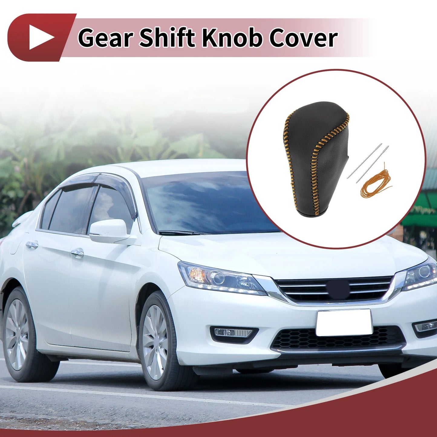 Black Orange Leather Gear Shift Knob Cover for Honda Accord (2008-2012)
