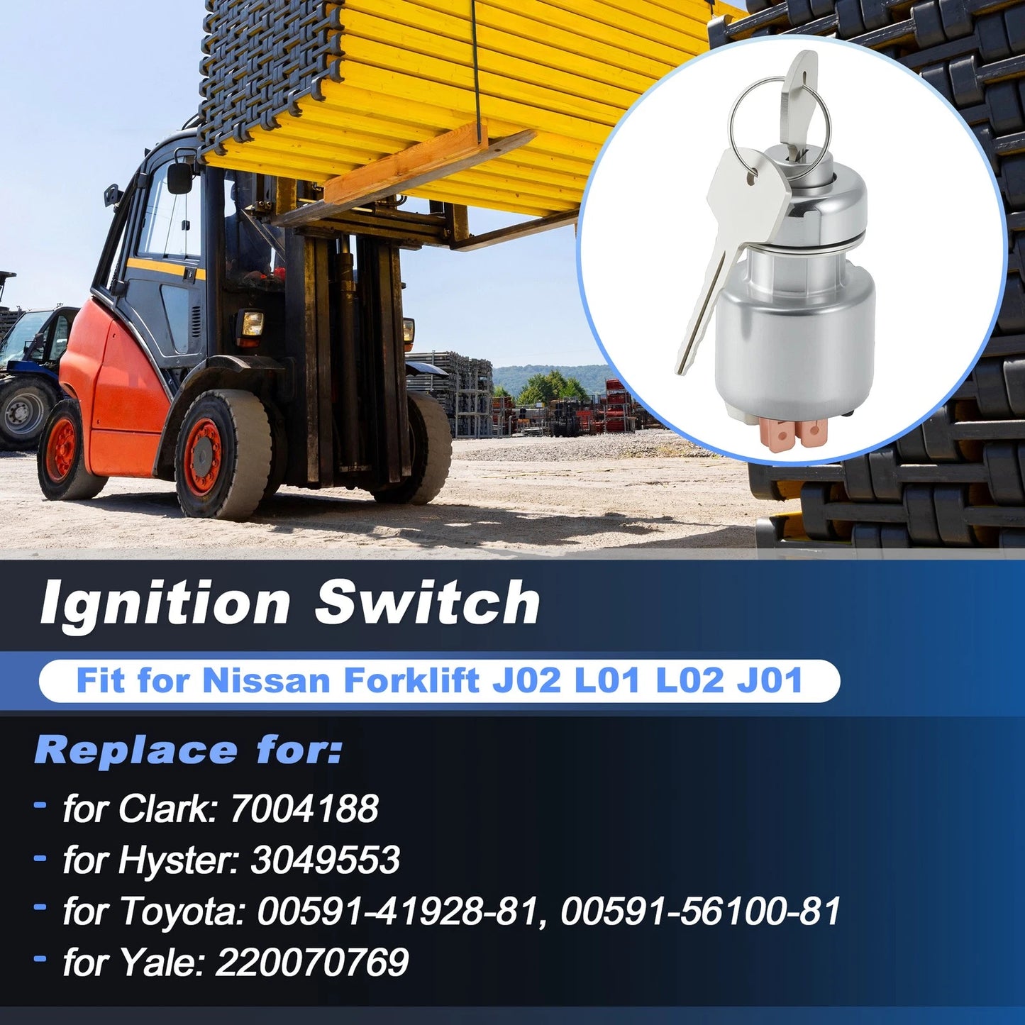 Ignition Switch with Keys for Nissan Forklift J02 L01 L02 J01