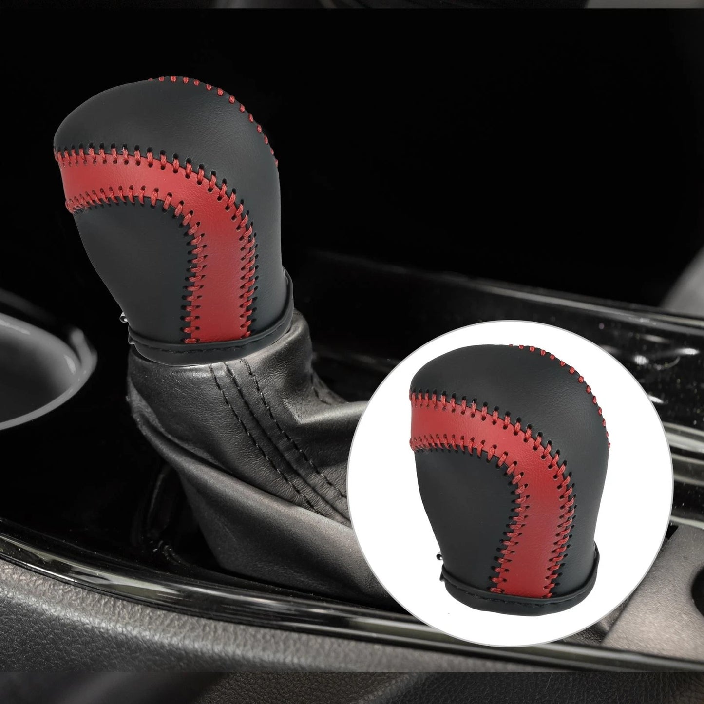 Gear Shift Knob Cover Protector Red Black for Toyota C-HR (2017–2021)