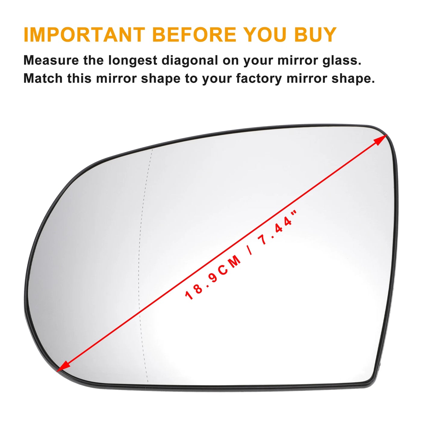 Left Side White Heated Mirror Glass for Jeep Grand Cherokee, Compass (2011-2023)