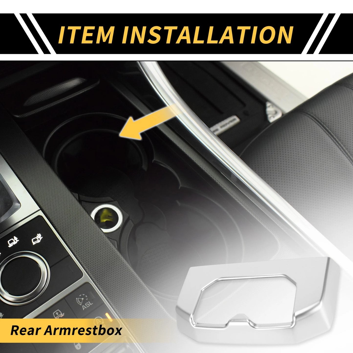 Armrest Box Rear Cup Holder Cover Trim for Toyota Tundra (2022-2024)