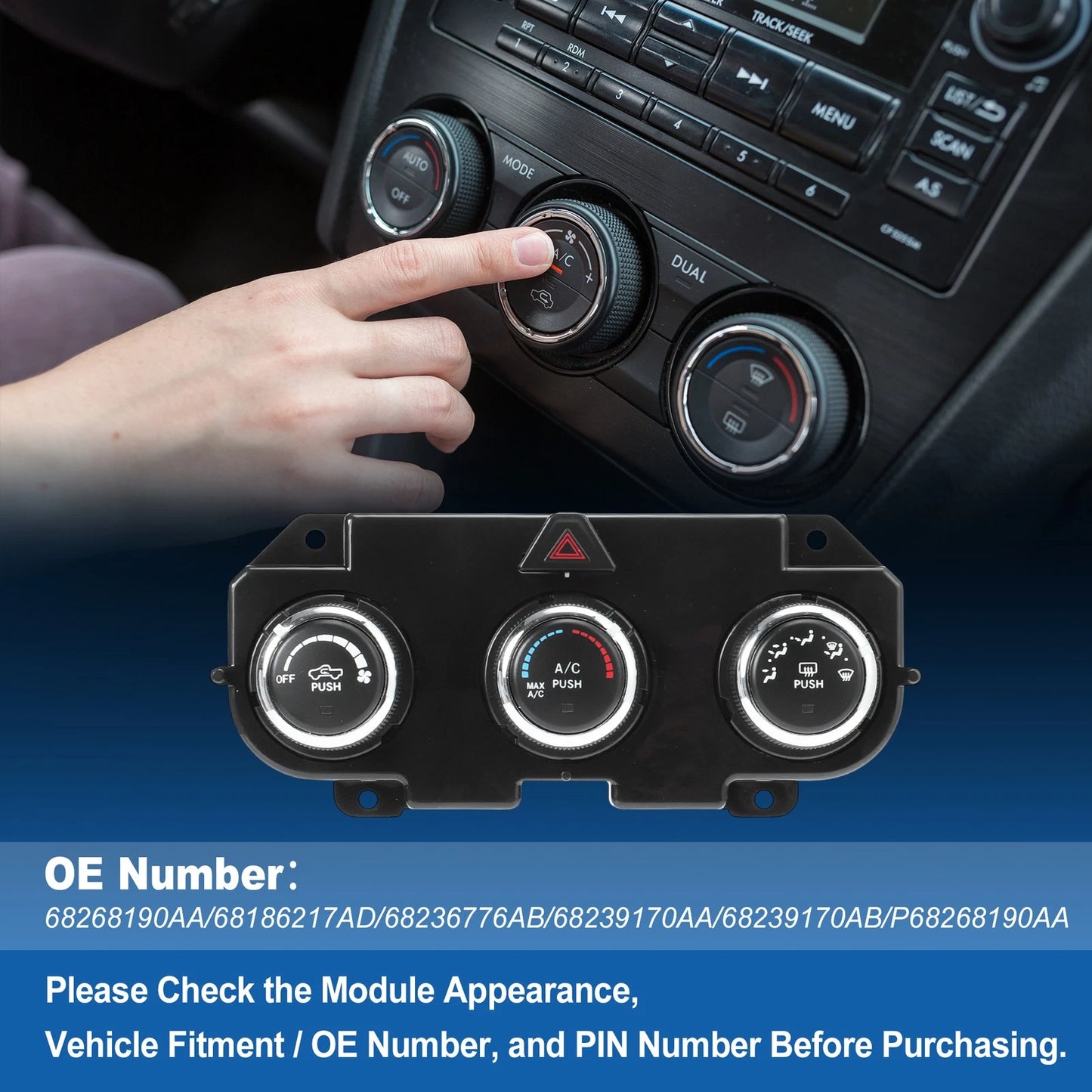 A/C Heater Climate Control Module Panel for Ram 1500 (2014-2018)