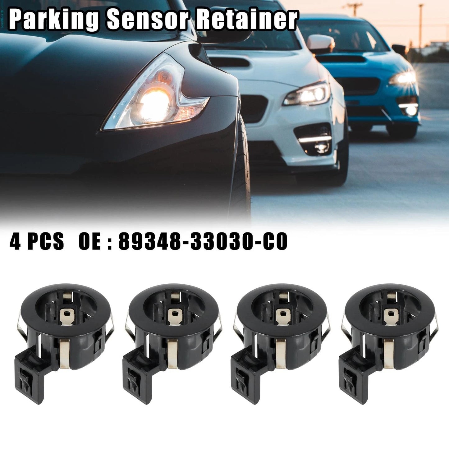 4 x Black Car Rear Bumper Parking Sensor Retainers for Toyota (2016-2023)