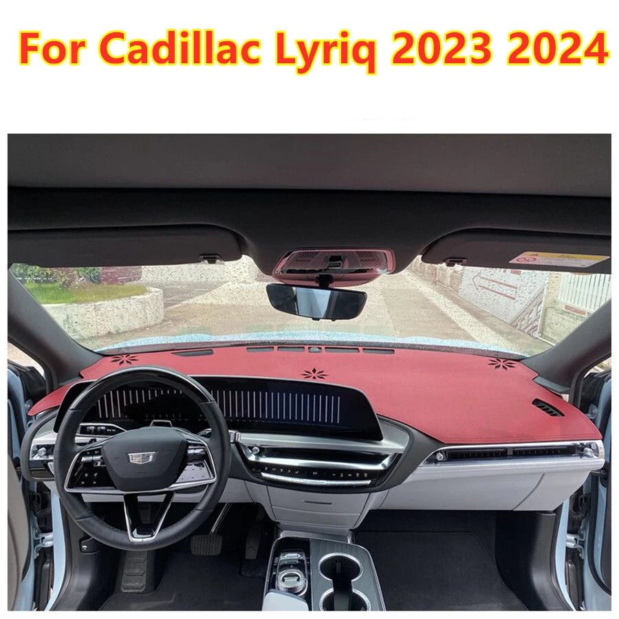 Red Leather Dashboard Cover Mat Dash Pad Interior for Cadillac Lyriq (2023–2024)