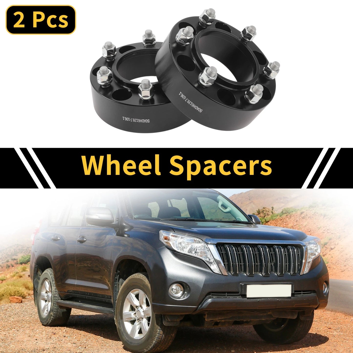 2 x 6x139.7mm Wheel Spacers 108mm M12x1.5 for Toyota Land Cruiser