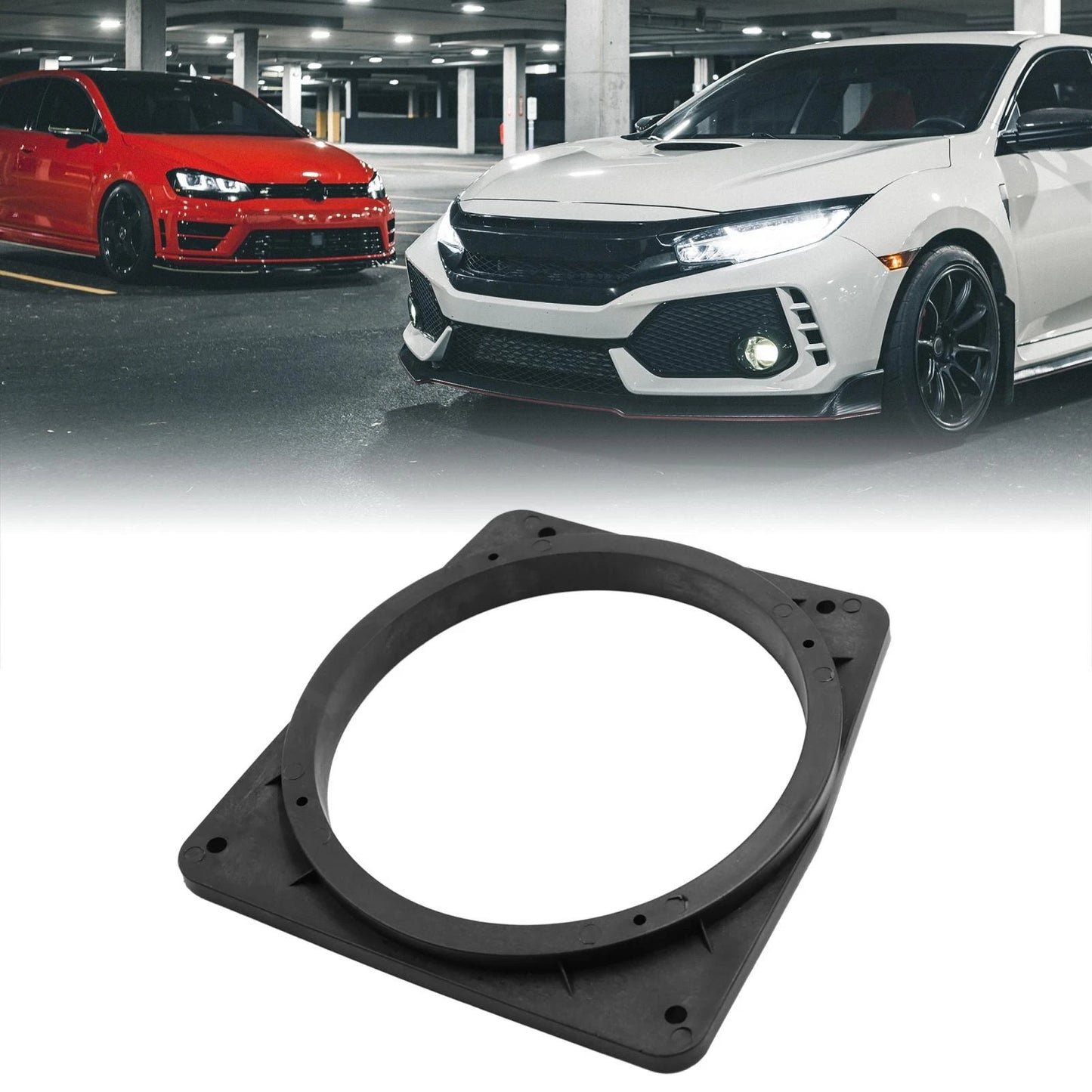 Black 6.5" Speaker Mounting Spacer Adaptor Rings for Mitsubishi