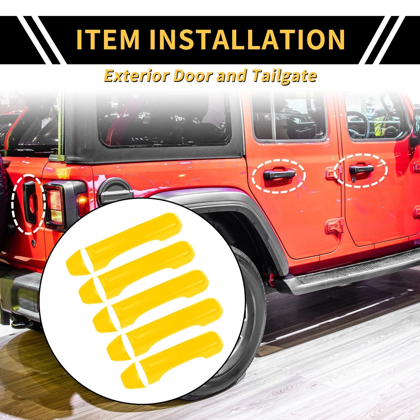 Door Tailgate Handle Cover for Jeep Gladiator JT (2020-2021) - 1 Set Yellow