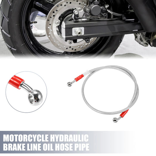 100cm Motorcycle Hydraulic Brake Line Oil Hose Pipe 28° 0° Silver Tone for Motorcycle