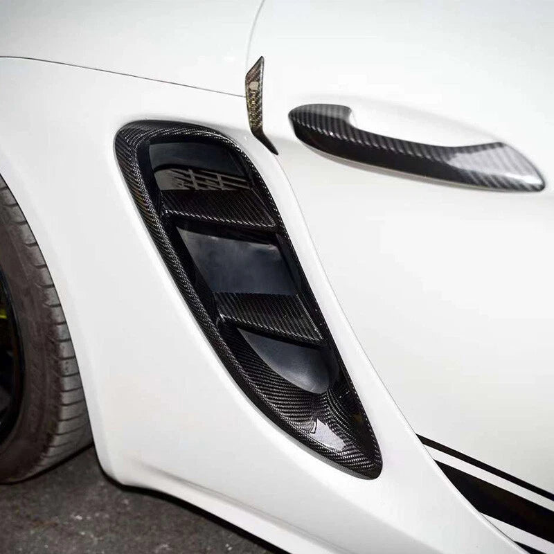 Carbon Fiber Side Fender Air Outlet Vent Cover fit For Porsche 718 Cayman 2018-