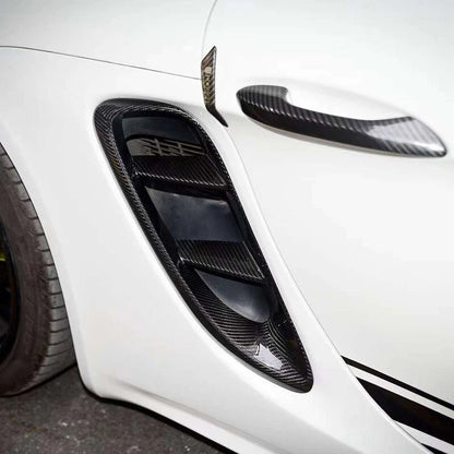 Carbon Fiber Side Fender Air Outlet Vent Cover fit For Porsche 718 Cayman 2018-