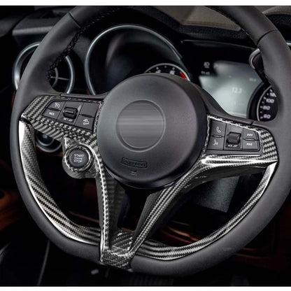 100% Carbon Fiber Steering Wheel Cover Kit for Alfa Romeo Stelvio 2017-19 Gloss