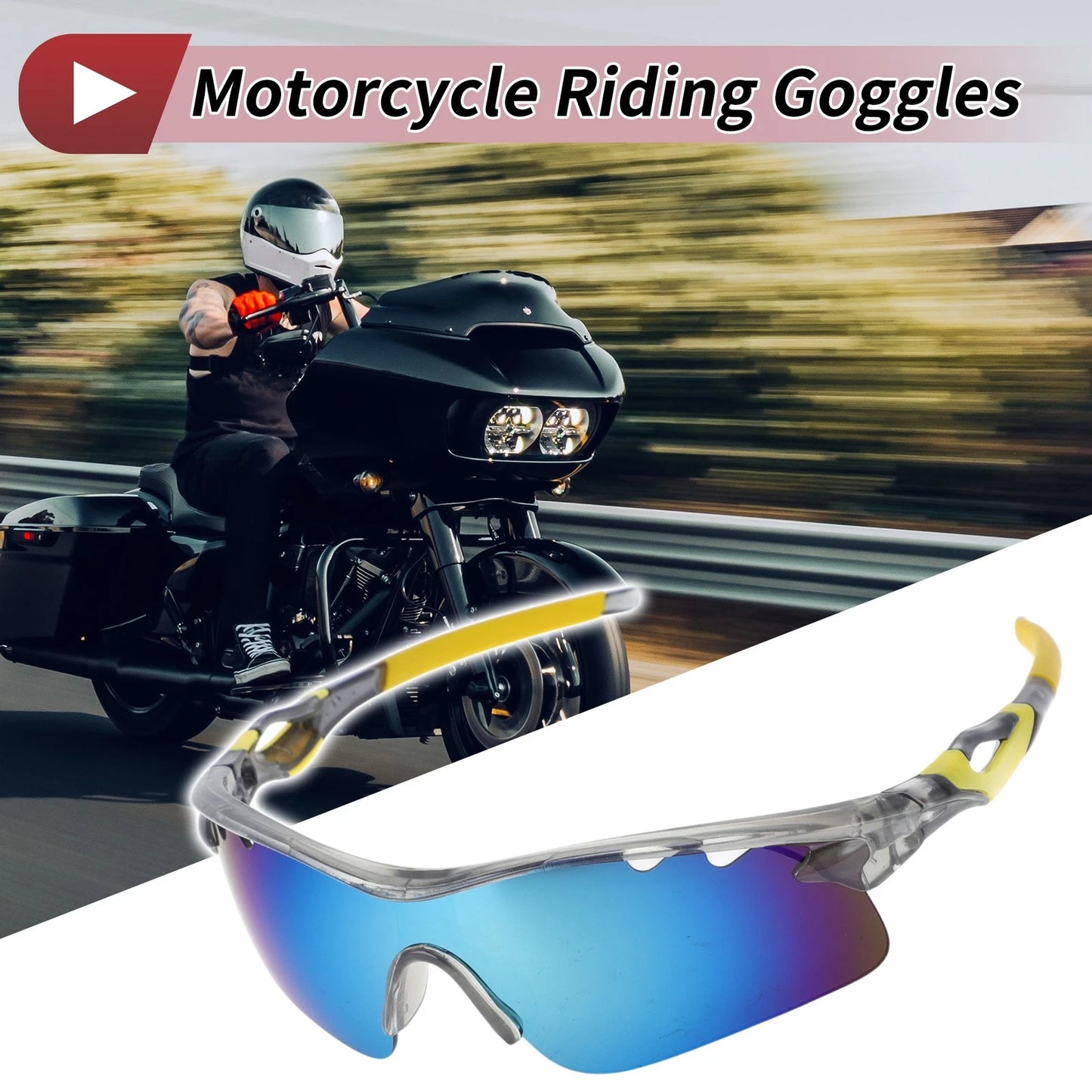 1 Set Motorcycle Riding Goggles for PC Cycling Sunglasses