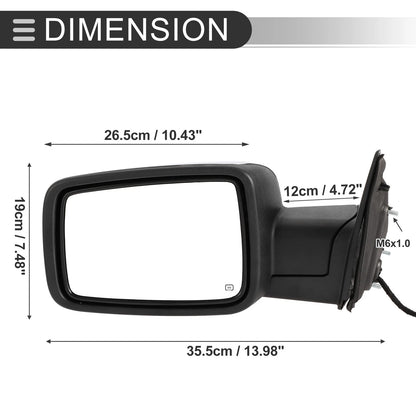 Tow Mirrors for Dodge Ram 1500 with Turn Signal Lights Silver Tone (2009-2018)
