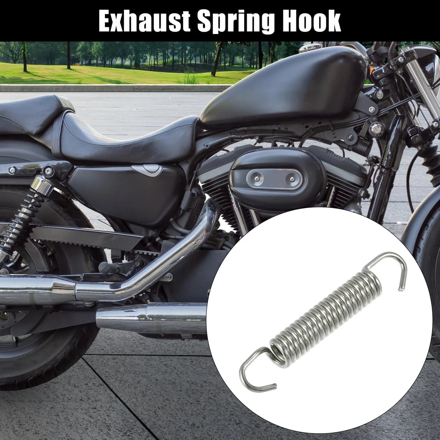 Exhaust Pipe Spring Hook 58mm 2.28" Stainless Steel Silver Tone 1 Pc