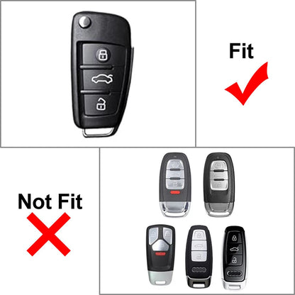 Silver 3-Button Key Fob Case Shell Cover for Audi A8 Quattro (2006-2010)