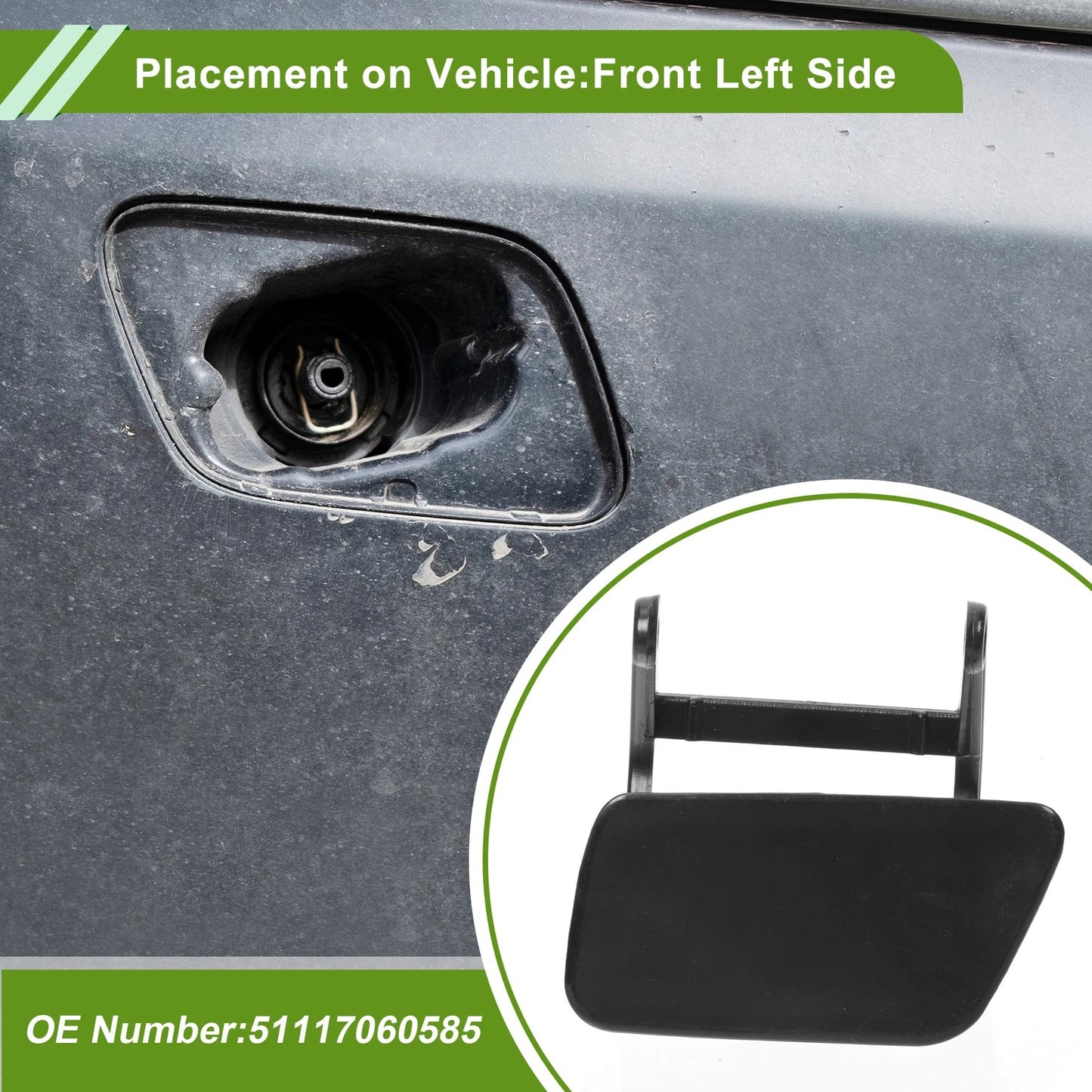 Front Left Washer Nozzle Cover for BMW 525i (2004-2007) Unpainted