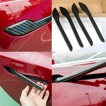4 x Carbon Fiber Door Side Handle Protector Sticker Decor Trim for Tesla Model