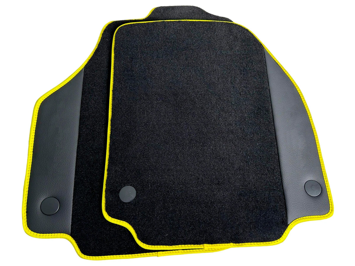 Black Floor Mats for Ferrari 488 Spider (2015-2023) - Carpets with Leather Trim