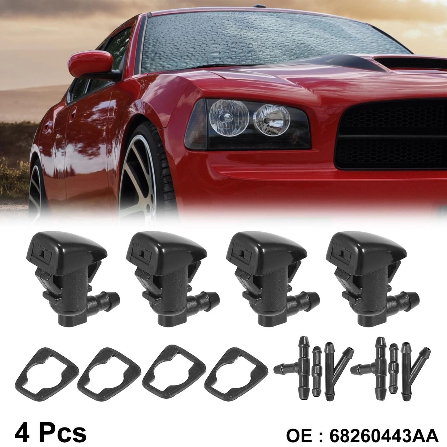 4pcs Front Windshield Washer Nozzles for Jeep Cherokee (2014-2023)