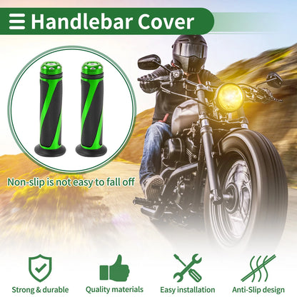 7/8" 22mm Hand Grips Aluminum Alloy Black Green for Motorcycle