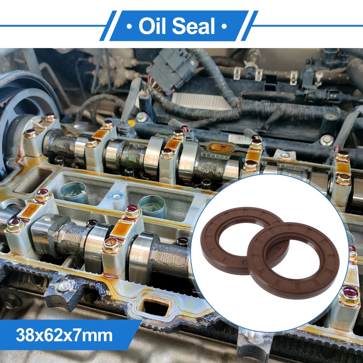 Oil Seal / 38x62x7mm / Rotary Shaft Seal FKM Rubber Brown 2 x for Make Model